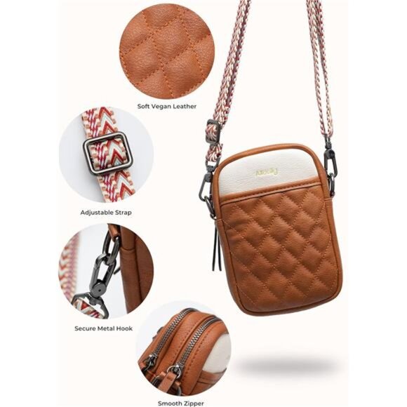 Small Crossbody Bag for Women Vegan Leather Purse Phone Wallet Card Slots - Picture 5 of 6